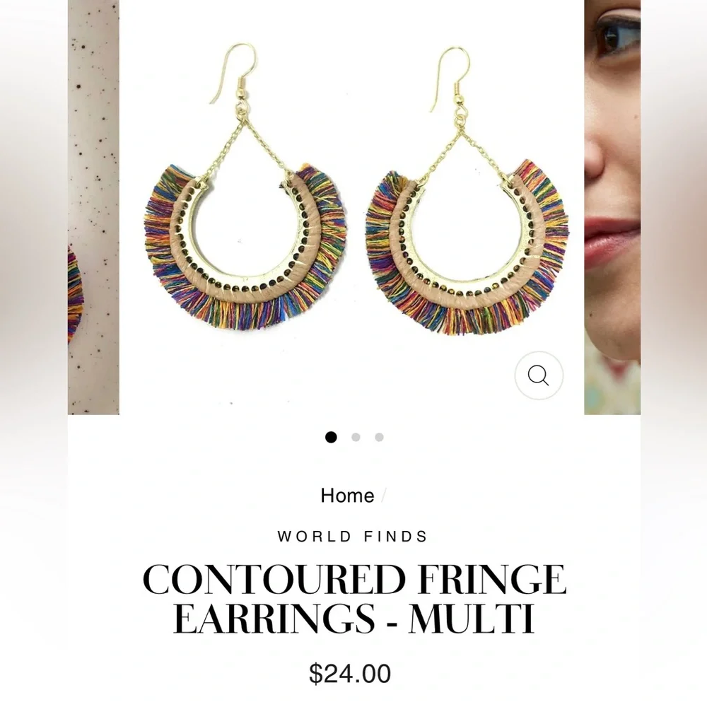 Multicolor Fringe Earrings - Picture 1 of 4